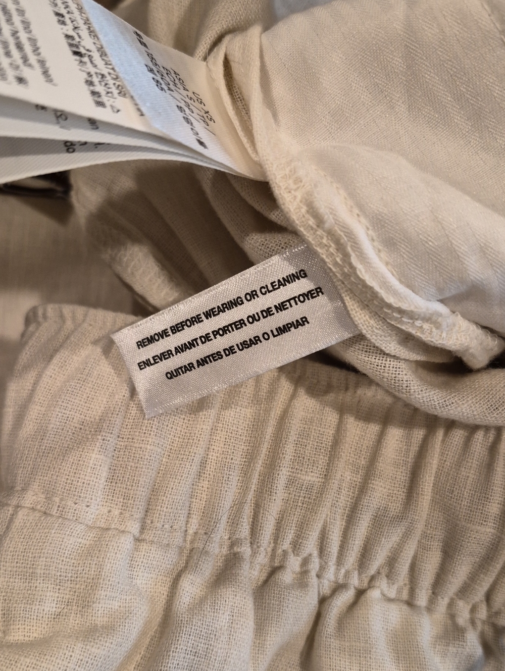 S/M Calvin Klein Linen & Cotton Wide Leg Pants, Elastic Drawstring Waist - Picture 5 of 11